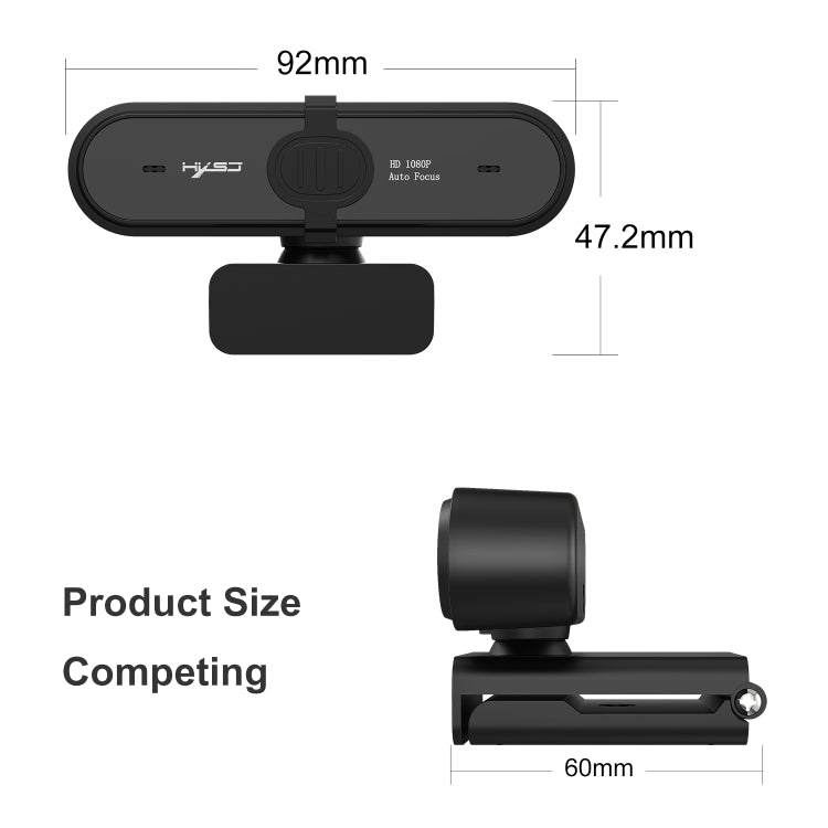 HXSJ S6 HD 1080P 95 Degree Wide-angle High-definition Computer Camera with Microphone(Black)