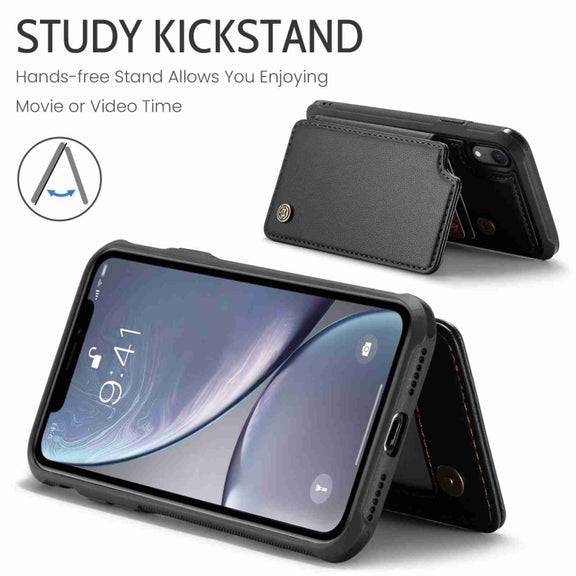 For iPhone XR CaseMe C22 Card Slots Holder RFID Anti-theft Phone Case(Black)