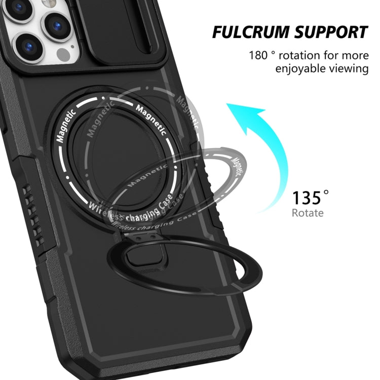 For iPhone 12 Pro Max Sliding Camshield MagSafe Holder TPU Hybrid PC Phone Case(Black) - free shipping - PMC TechLife - Order now!