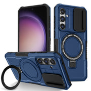 For Samsung Galaxy S23 FE 5G Sliding Camshield Magsafe Holder TPU Hybrid PC Phone Case(Royal Blue)