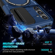 For Samsung Galaxy S23 FE 5G Sliding Camshield Magsafe Holder TPU Hybrid PC Phone Case(Royal Blue)