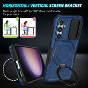 For Samsung Galaxy S23 FE 5G Sliding Camshield Magsafe Holder TPU Hybrid PC Phone Case(Royal Blue)