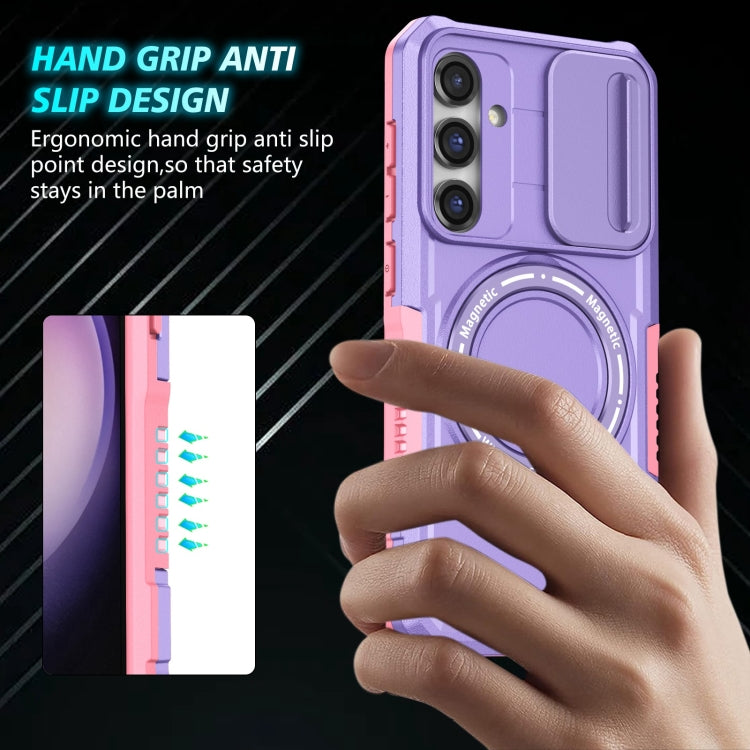 For Samsung Galaxy S23 FE 5G Sliding Camshield Magsafe Holder TPU Hybrid PC Phone Case(Pink Purple) - Galaxy S23 FE 5G Cases by PMC TechLife | Online Shopping South Africa | PMC TechLife
