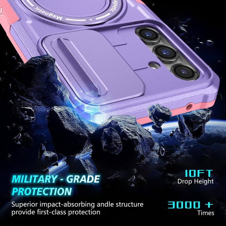 For Samsung Galaxy S23 FE 5G Sliding Camshield Magsafe Holder TPU Hybrid PC Phone Case(Pink Purple) - Galaxy S23 FE 5G Cases by PMC TechLife | Online Shopping South Africa | PMC TechLife