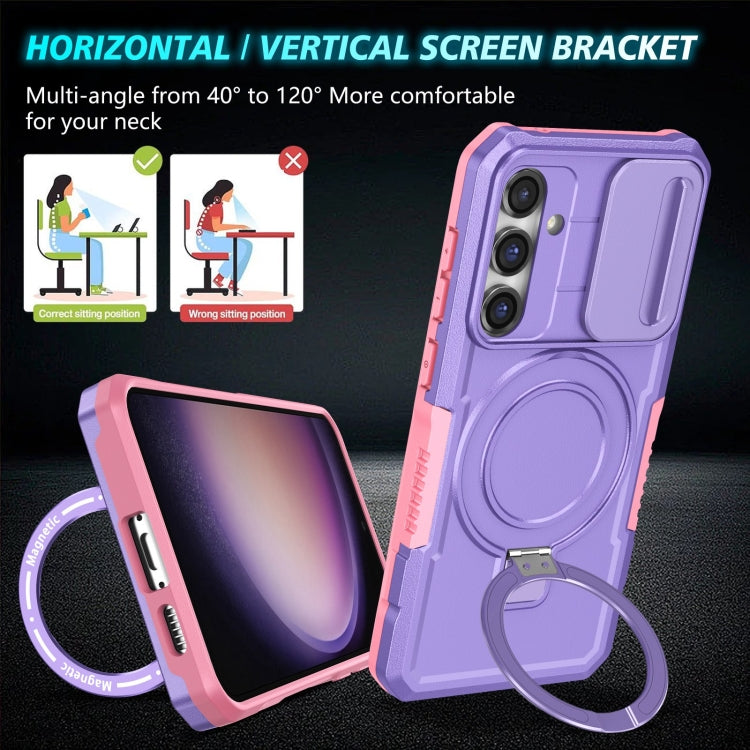 For Samsung Galaxy S23 FE 5G Sliding Camshield Magsafe Holder TPU Hybrid PC Phone Case(Pink Purple) - Galaxy S23 FE 5G Cases by PMC TechLife | Online Shopping South Africa | PMC TechLife