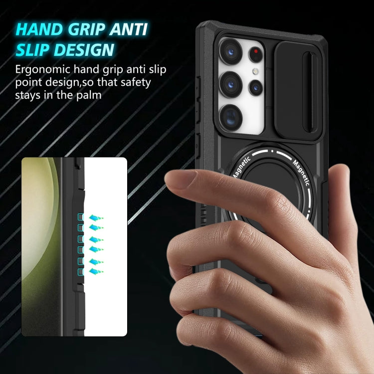 For Samsung Galaxy S23 Ultra 5G Sliding Camshield Magsafe Holder TPU Hybrid PC Phone Case(Black) - Galaxy S23 Ultra 5G Cases by PMC TechLife | Online Shopping South Africa | PMC TechLife
