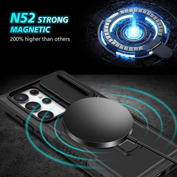 For Samsung Galaxy S23 Ultra 5G Sliding Camshield Magsafe Holder TPU Hybrid PC Phone Case(Black) - Galaxy S23 Ultra 5G Cases by PMC TechLife | Online Shopping South Africa | PMC TechLife
