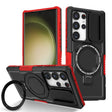 For Samsung Galaxy S23 Ultra 5G Sliding Camshield Magsafe Holder TPU Hybrid PC Phone Case(Black Red) - free shipping - PMC TechLife - Order now!
