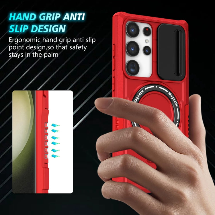 For Samsung Galaxy S23 Ultra 5G Sliding Camshield Magsafe Holder TPU Hybrid PC Phone Case(Red) - Galaxy S23 Ultra 5G Cases by PMC TechLife | Online Shopping South Africa | PMC TechLife