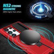 For Samsung Galaxy S23 Ultra 5G Sliding Camshield Magsafe Holder TPU Hybrid PC Phone Case(Red)