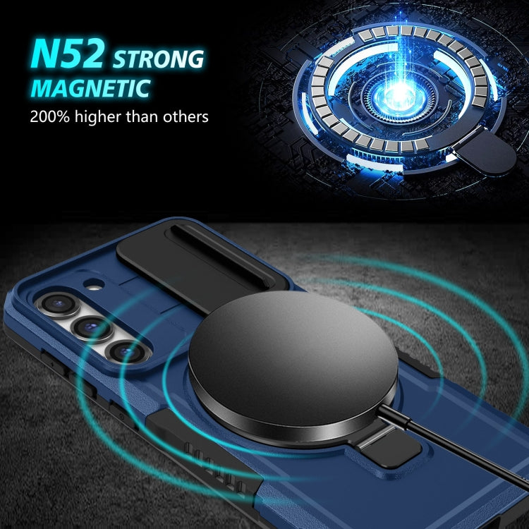 For Samsung Galaxy S23+ 5G Sliding Camshield Magsafe Holder TPU Hybrid PC Phone Case(Royal Blue)