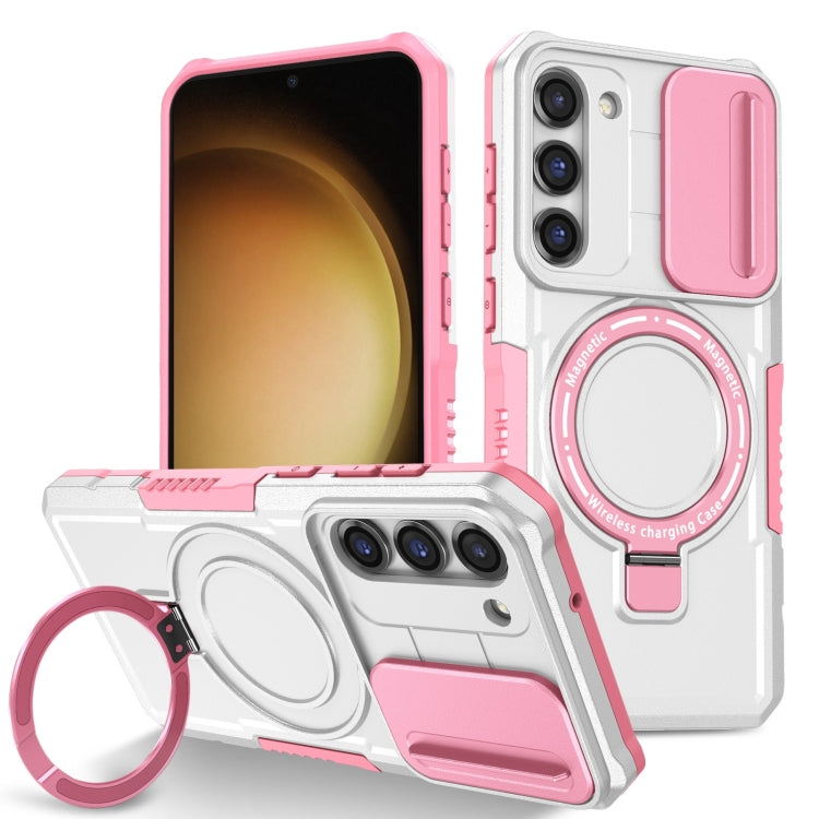 For Samsung Galaxy S23+ 5G Sliding Camshield Magsafe Holder TPU Hybrid PC Phone Case(Pink White) - Galaxy S23+ 5G Cases by PMC TechLife | Online Shopping South Africa | PMC TechLife