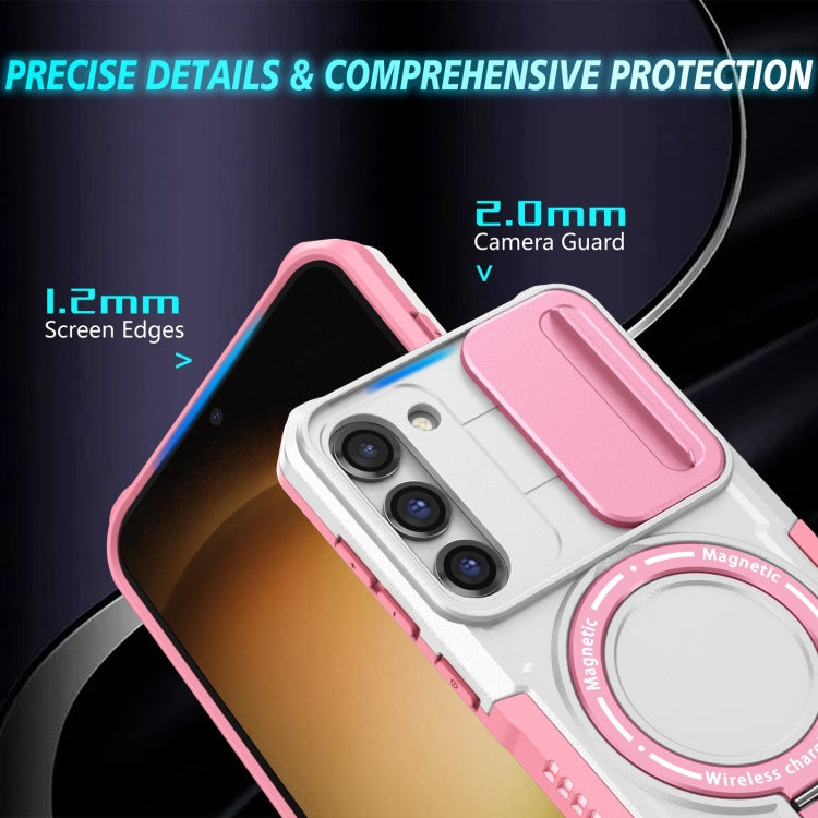 For Samsung Galaxy S23+ 5G Sliding Camshield Magsafe Holder TPU Hybrid PC Phone Case(Pink White) - Galaxy S23+ 5G Cases by PMC TechLife | Online Shopping South Africa | PMC TechLife