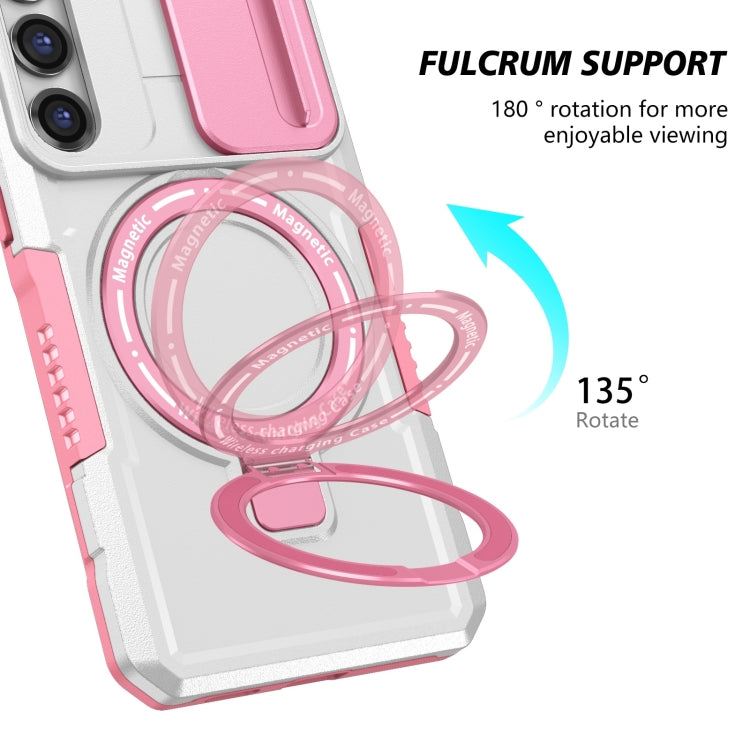For Samsung Galaxy S23+ 5G Sliding Camshield Magsafe Holder TPU Hybrid PC Phone Case(Pink White) - Galaxy S23+ 5G Cases by PMC TechLife | Online Shopping South Africa | PMC TechLife