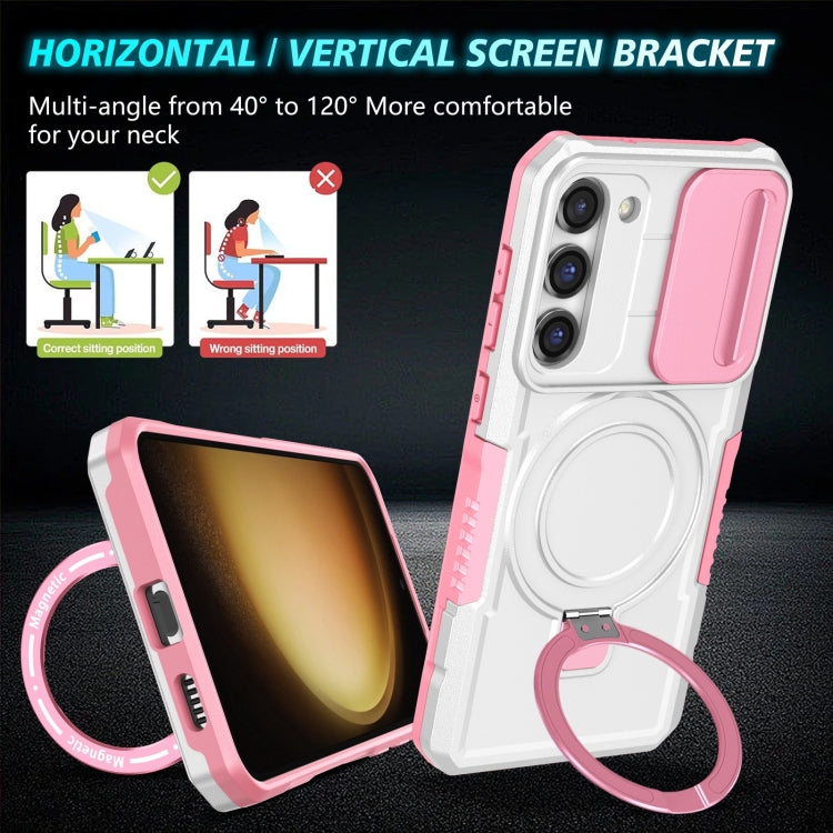 For Samsung Galaxy S23+ 5G Sliding Camshield Magsafe Holder TPU Hybrid PC Phone Case(Pink White) - Galaxy S23+ 5G Cases by PMC TechLife | Online Shopping South Africa | PMC TechLife