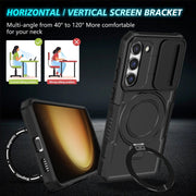 For Samsung Galaxy S23+ 5G Sliding Camshield Magsafe Holder TPU Hybrid PC Phone Case(Black)
