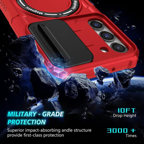 For Samsung Galaxy S23+ 5G Sliding Camshield Magsafe Holder TPU Hybrid PC Phone Case(Red)