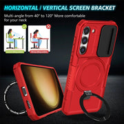 For Samsung Galaxy S23+ 5G Sliding Camshield Magsafe Holder TPU Hybrid PC Phone Case(Red)