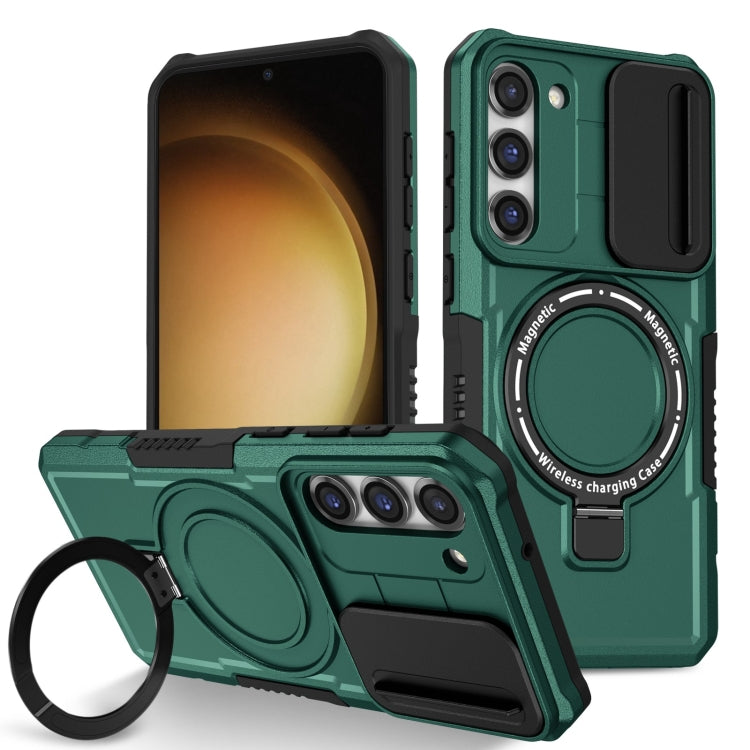 For Samsung Galaxy S23+ 5G Sliding Camshield Magsafe Holder TPU Hybrid PC Phone Case(Deep Green) - Galaxy S23+ 5G Cases by PMC TechLife | Online Shopping South Africa | PMC TechLife