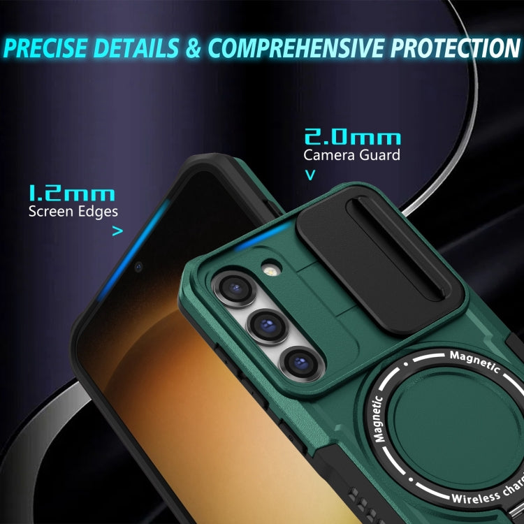 For Samsung Galaxy S23+ 5G Sliding Camshield Magsafe Holder TPU Hybrid PC Phone Case(Deep Green) - Galaxy S23+ 5G Cases by PMC TechLife | Online Shopping South Africa | PMC TechLife