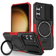 For Samsung Galaxy S23 5G Sliding Camshield Magsafe Holder TPU Hybrid PC Phone Case(Black Red) - Galaxy S23 5G Cases by PMC TechLife | Online Shopping South Africa | PMC TechLife