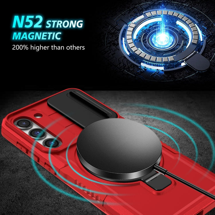 For Samsung Galaxy S23 5G Sliding Camshield Magsafe Holder TPU Hybrid PC Phone Case(Red) - Galaxy S23 5G Cases by PMC TechLife | Online Shopping South Africa | PMC TechLife