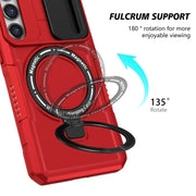 For Samsung Galaxy S23 5G Sliding Camshield Magsafe Holder TPU Hybrid PC Phone Case(Red)
