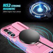 For Samsung Galaxy S23 5G Sliding Camshield Magsafe Holder TPU Hybrid PC Phone Case(Purple Pink)