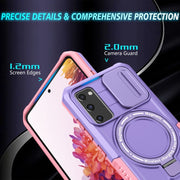 For Samsung Galaxy S20 FE Sliding Camshield Magsafe Holder TPU Hybrid PC Phone Case(Pink Purple)