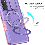 For Samsung Galaxy S20 FE Sliding Camshield Magsafe Holder TPU Hybrid PC Phone Case(Pink Purple)