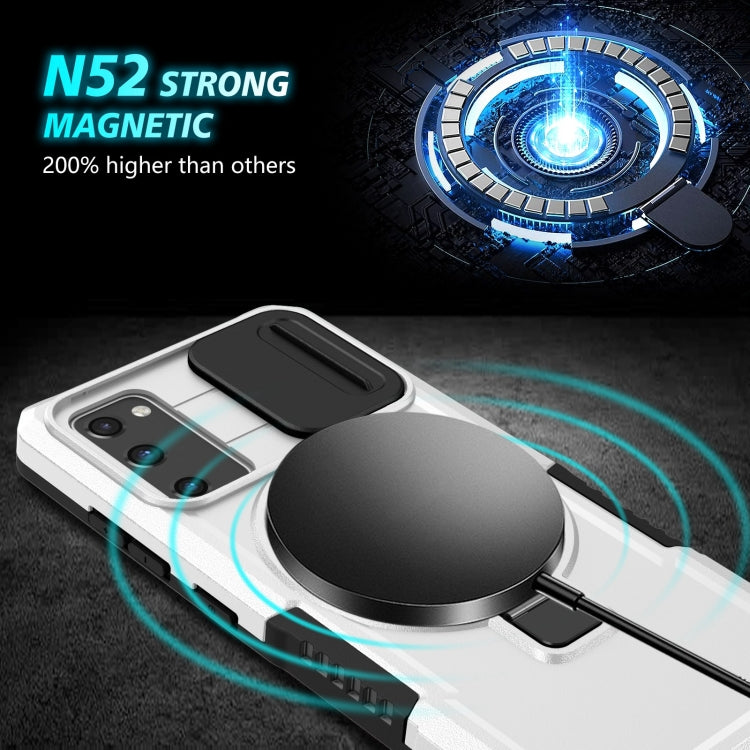 For Samsung Galaxy S20 FE Sliding Camshield Magsafe Holder TPU Hybrid PC Phone Case(Black White) - Galaxy Phone Cases by PMC TechLife | Online Shopping South Africa | PMC TechLife