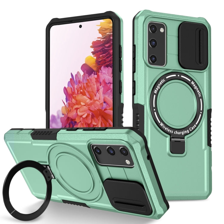 For Samsung Galaxy S20 FE Sliding Camshield Magsafe Holder TPU Hybrid PC Phone Case(Light Blue) - Galaxy Phone Cases by PMC TechLife | Online Shopping South Africa | PMC TechLife