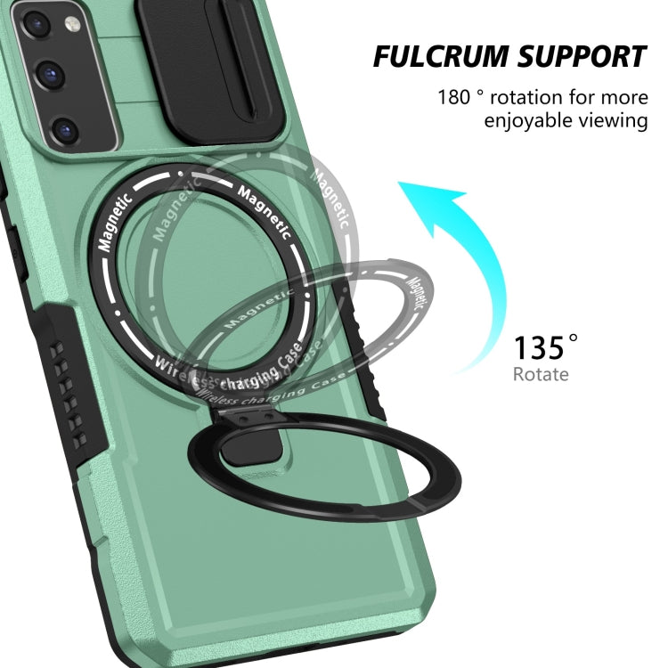 For Samsung Galaxy S20 FE Sliding Camshield Magsafe Holder TPU Hybrid PC Phone Case(Light Blue) - Galaxy Phone Cases by PMC TechLife | Online Shopping South Africa | PMC TechLife