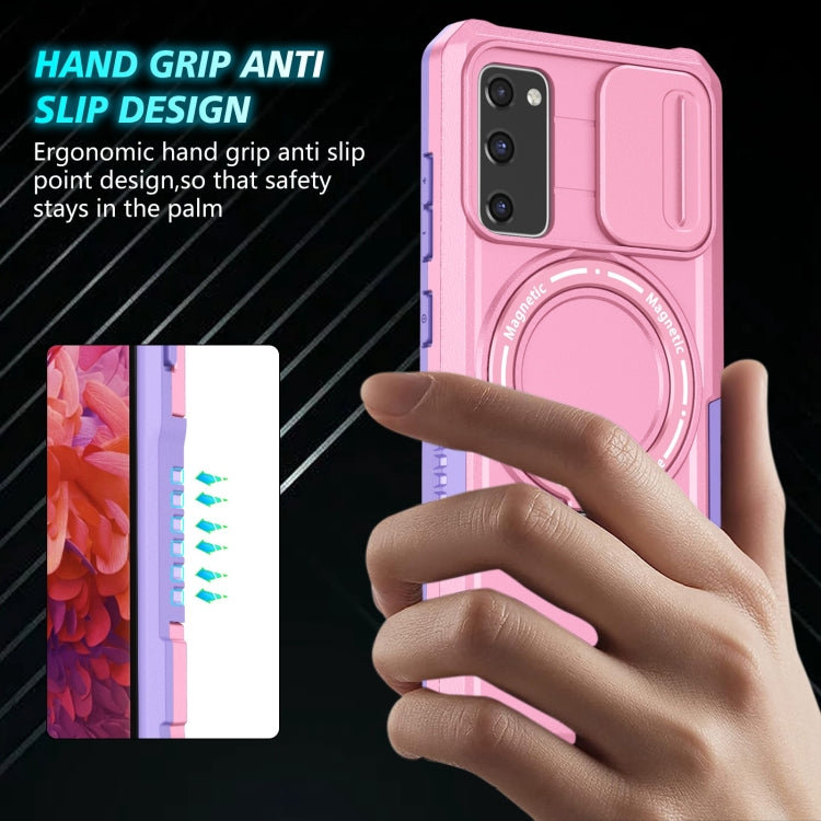 For Samsung Galaxy S20 FE Sliding Camshield Magsafe Holder TPU Hybrid PC Phone Case(Purple Pink) - Galaxy Phone Cases by PMC TechLife | Online Shopping South Africa | PMC TechLife
