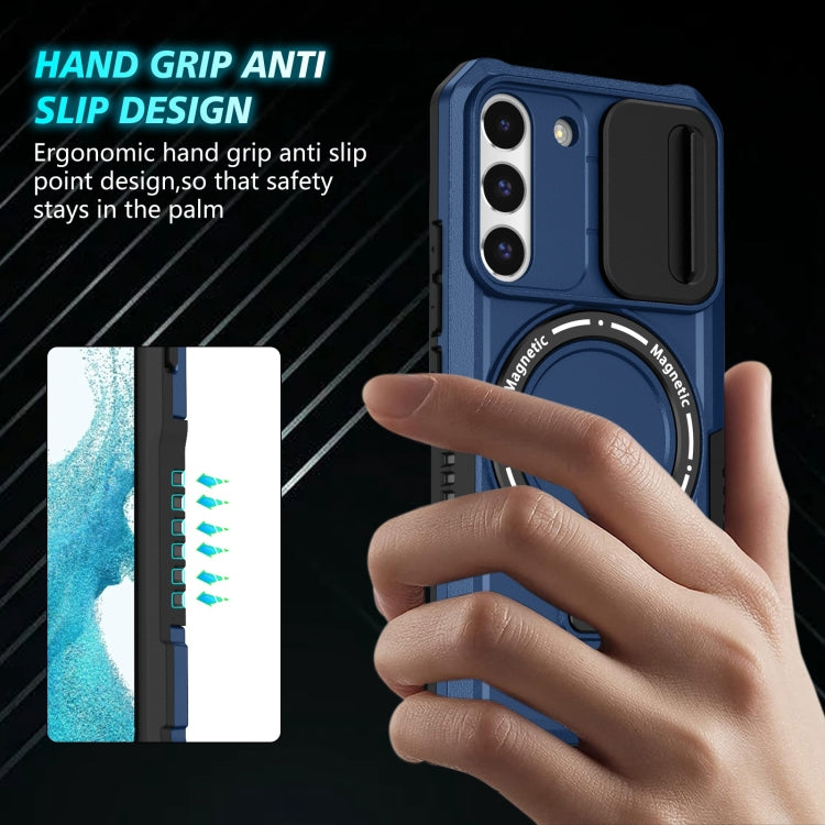 For Samsung Galaxy S22 5G Sliding Camshield Magsafe Holder TPU Hybrid PC Phone Case(Royal Blue) - Galaxy Phone Cases by PMC TechLife | Online Shopping South Africa | PMC TechLife