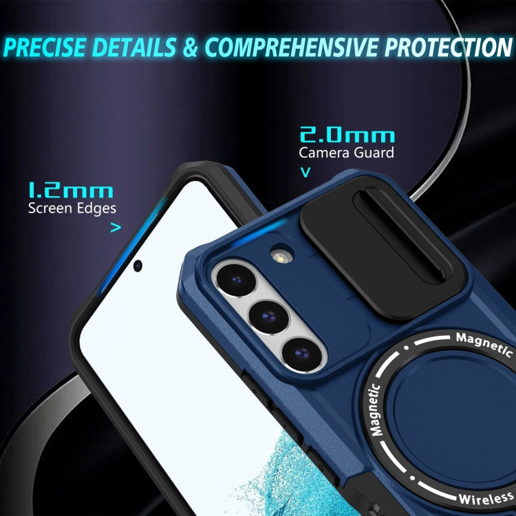 For Samsung Galaxy S22 5G Sliding Camshield Magsafe Holder TPU Hybrid PC Phone Case(Royal Blue) - Galaxy Phone Cases by PMC TechLife | Online Shopping South Africa | PMC TechLife