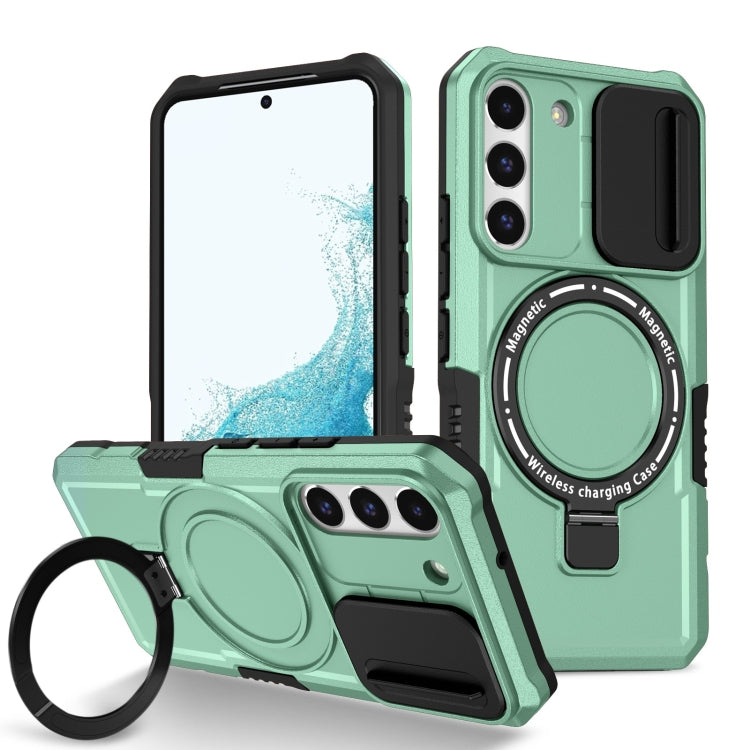 For Samsung Galaxy S22 5G Sliding Camshield Magsafe Holder TPU Hybrid PC Phone Case(Light Blue) - Galaxy Phone Cases by PMC TechLife | Online Shopping South Africa | PMC TechLife