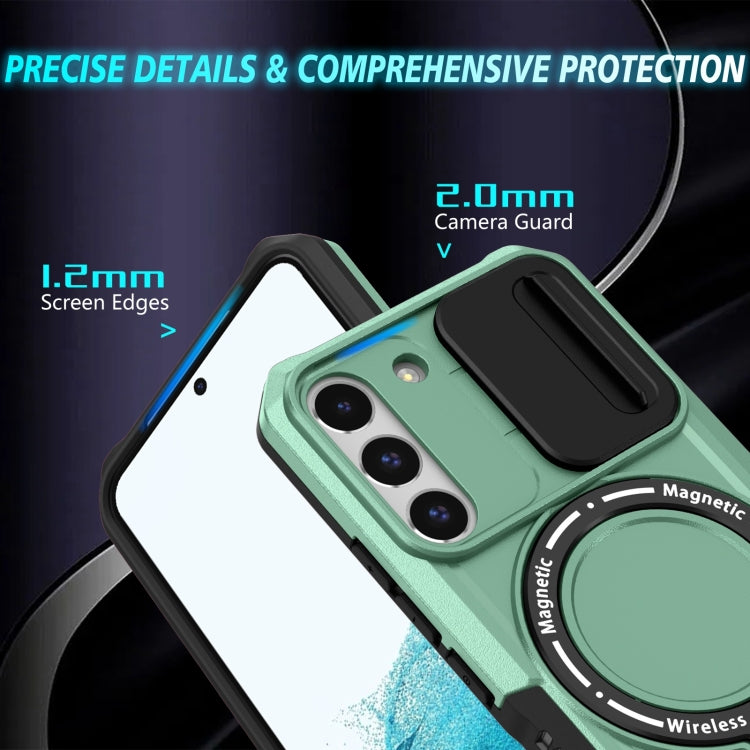 For Samsung Galaxy S22 5G Sliding Camshield Magsafe Holder TPU Hybrid PC Phone Case(Light Blue) - Galaxy Phone Cases by PMC TechLife | Online Shopping South Africa | PMC TechLife