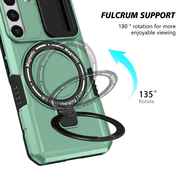 For Samsung Galaxy S22 5G Sliding Camshield Magsafe Holder TPU Hybrid PC Phone Case(Light Blue) - Galaxy Phone Cases by PMC TechLife | Online Shopping South Africa | PMC TechLife