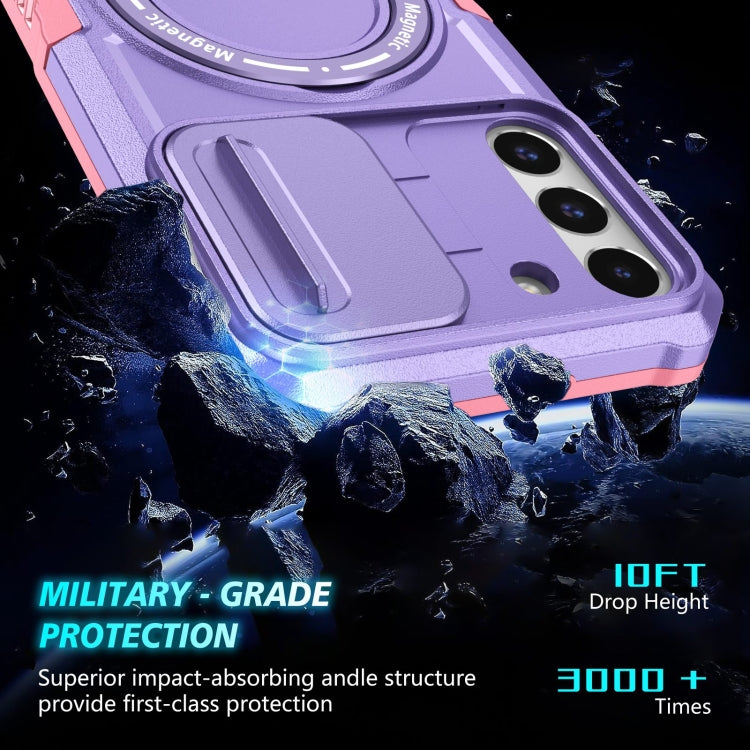 For Samsung Galaxy S22+ 5G Sliding Camshield Magsafe Holder TPU Hybrid PC Phone Case(Pink Purple) - Galaxy S22+ 5G Cases by PMC TechLife | Online Shopping South Africa | PMC TechLife | Buy Now Pay Later Mobicred