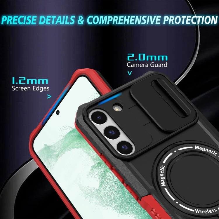 For Samsung Galaxy S22+ 5G Sliding Camshield Magsafe Holder TPU Hybrid PC Phone Case(Black Red) - Galaxy S22+ 5G Cases by PMC TechLife | Online Shopping South Africa | PMC TechLife | Buy Now Pay Later Mobicred