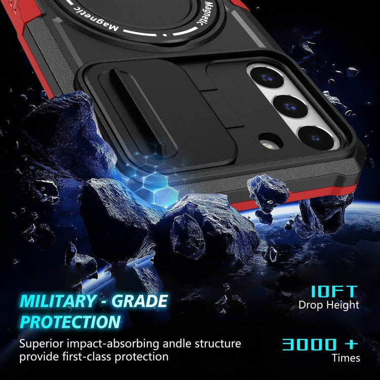 For Samsung Galaxy S22+ 5G Sliding Camshield Magsafe Holder TPU Hybrid PC Phone Case(Black Red) - Galaxy S22+ 5G Cases by PMC TechLife | Online Shopping South Africa | PMC TechLife | Buy Now Pay Later Mobicred