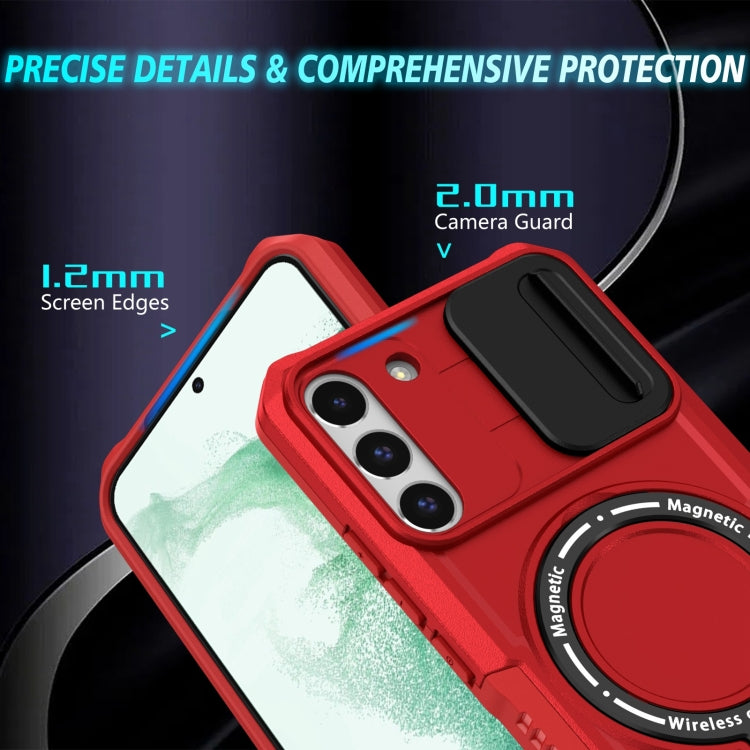 For Samsung Galaxy S22+ 5G Sliding Camshield Magsafe Holder TPU Hybrid PC Phone Case(Red) - Galaxy S22+ 5G Cases by PMC TechLife | Online Shopping South Africa | PMC TechLife | Buy Now Pay Later Mobicred