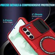 For Samsung Galaxy S22+ 5G Sliding Camshield Magsafe Holder TPU Hybrid PC Phone Case(Red)