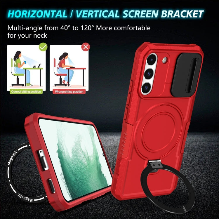 For Samsung Galaxy S22+ 5G Sliding Camshield Magsafe Holder TPU Hybrid PC Phone Case(Red) - Galaxy S22+ 5G Cases by PMC TechLife | Online Shopping South Africa | PMC TechLife | Buy Now Pay Later Mobicred