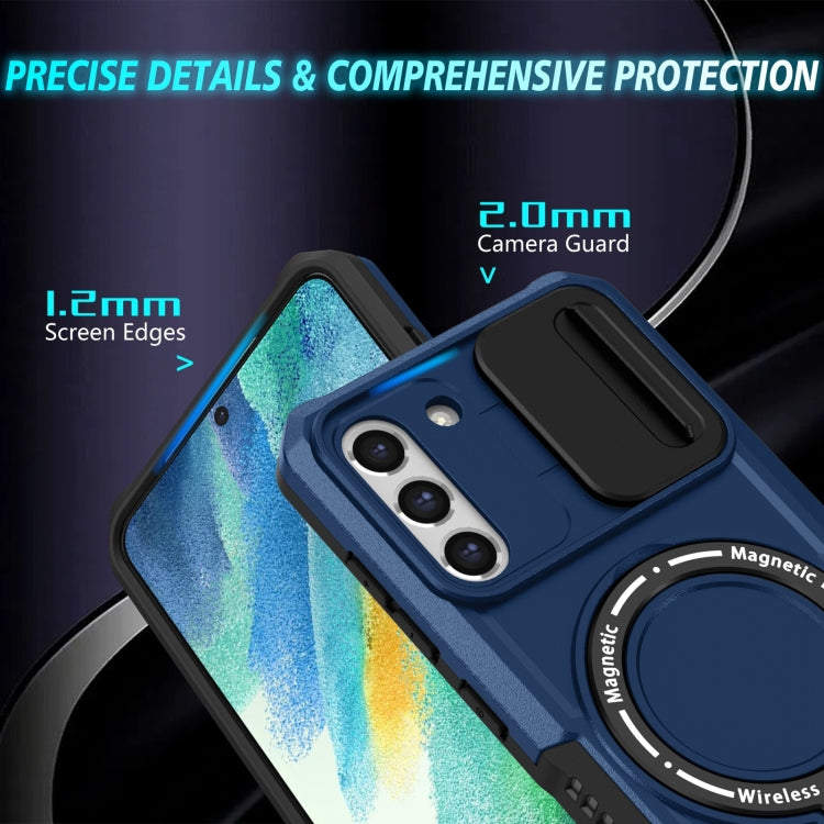 For Samsung Galaxy S21 FE 5G Sliding Camshield Magsafe Holder TPU Hybrid PC Phone Case(Royal Blue) - Galaxy Phone Cases by PMC TechLife | Online Shopping South Africa | PMC TechLife
