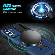 For Samsung Galaxy S21 FE 5G Sliding Camshield Magsafe Holder TPU Hybrid PC Phone Case(Royal Blue)