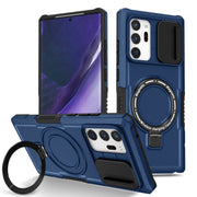 For Samsung Galaxy Note20 Ultra Sliding Camshield Magsafe Holder TPU Hybrid PC Phone Case(Royal Blue)