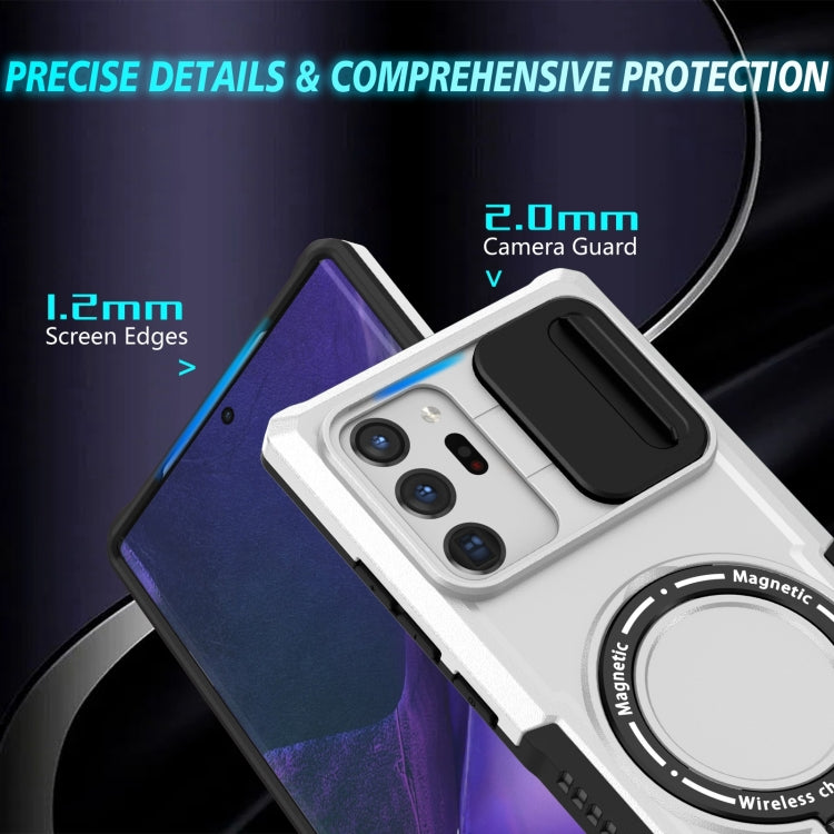 For Samsung Galaxy Note20 Ultra Sliding Camshield Magsafe Holder TPU Hybrid PC Phone Case(Black White) - Galaxy Note20 Ultra Cases by PMC TechLife | Online Shopping South Africa | PMC TechLife