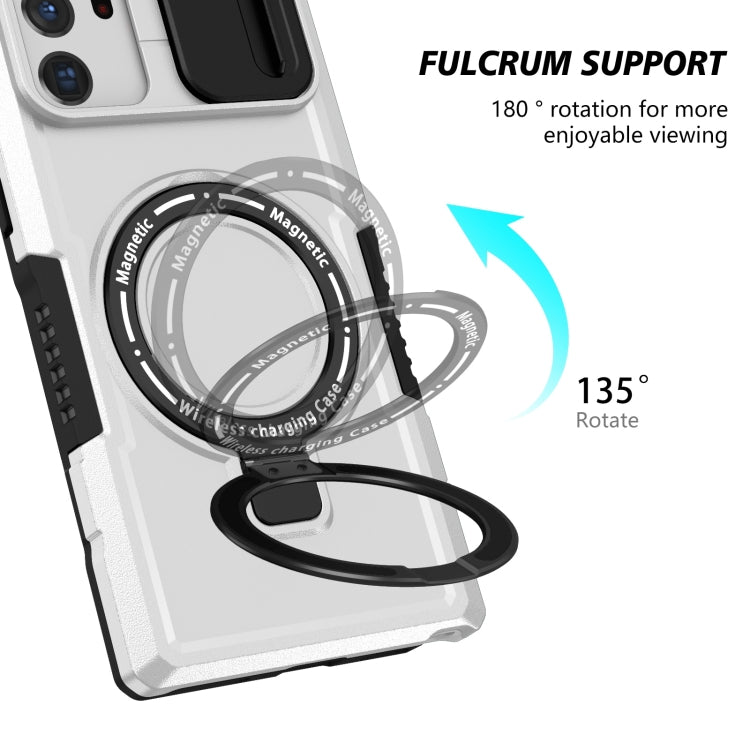 For Samsung Galaxy Note20 Ultra Sliding Camshield Magsafe Holder TPU Hybrid PC Phone Case(Black White) - Galaxy Note20 Ultra Cases by PMC TechLife | Online Shopping South Africa | PMC TechLife